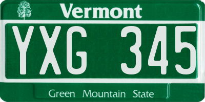 VT license plate YXG345