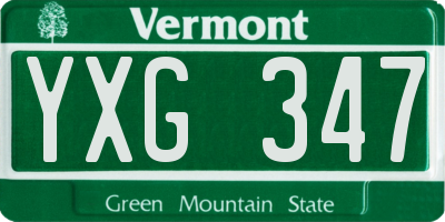 VT license plate YXG347