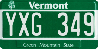 VT license plate YXG349