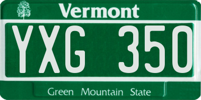 VT license plate YXG350
