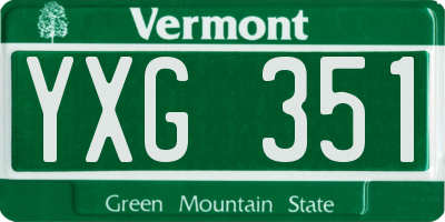 VT license plate YXG351