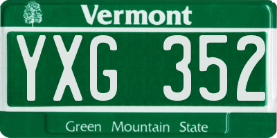 VT license plate YXG352