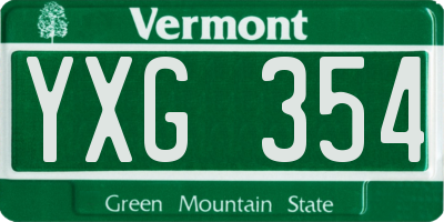 VT license plate YXG354