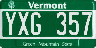 VT license plate YXG357