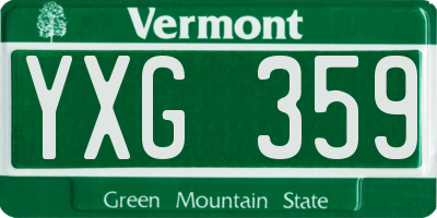 VT license plate YXG359