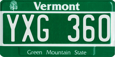 VT license plate YXG360