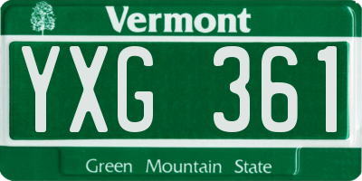 VT license plate YXG361