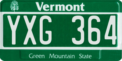 VT license plate YXG364