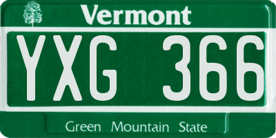 VT license plate YXG366
