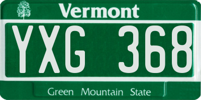 VT license plate YXG368