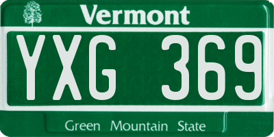 VT license plate YXG369