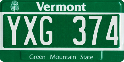 VT license plate YXG374