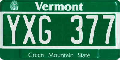 VT license plate YXG377
