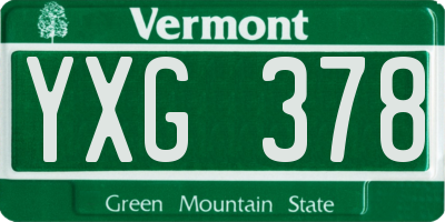 VT license plate YXG378