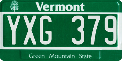 VT license plate YXG379
