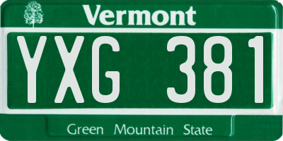 VT license plate YXG381