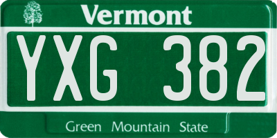 VT license plate YXG382
