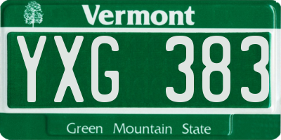 VT license plate YXG383