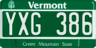 VT license plate YXG386