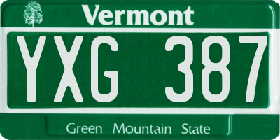 VT license plate YXG387