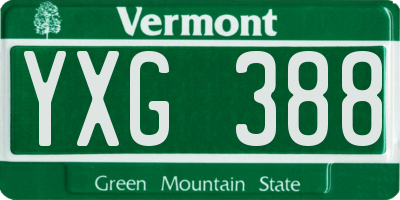 VT license plate YXG388