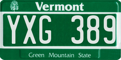 VT license plate YXG389