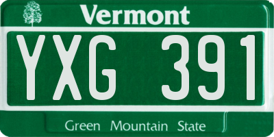 VT license plate YXG391