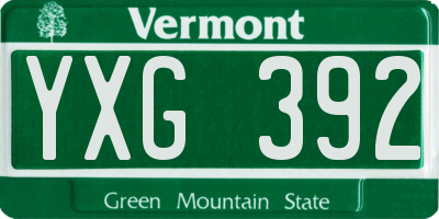 VT license plate YXG392