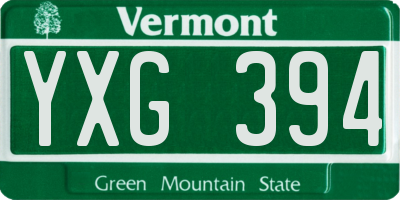 VT license plate YXG394
