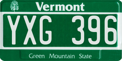 VT license plate YXG396