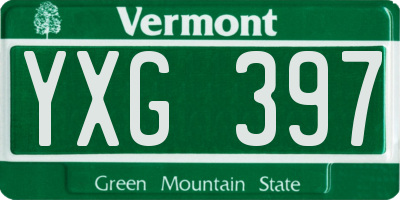 VT license plate YXG397