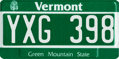 VT license plate YXG398
