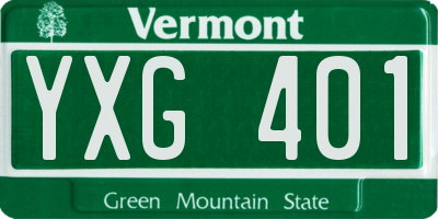 VT license plate YXG401
