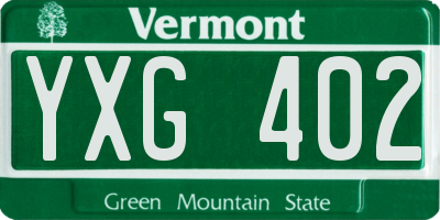 VT license plate YXG402