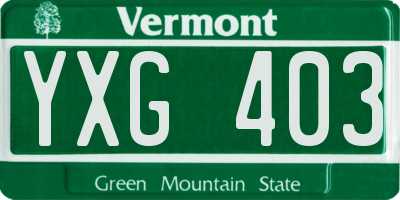 VT license plate YXG403