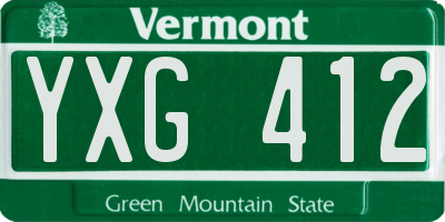 VT license plate YXG412