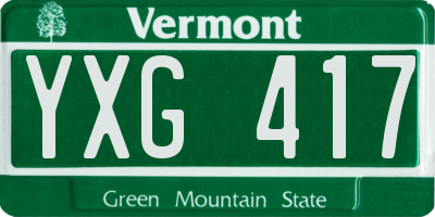 VT license plate YXG417