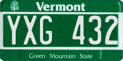 VT license plate YXG432