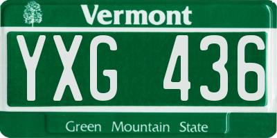 VT license plate YXG436