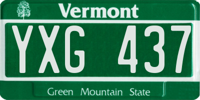 VT license plate YXG437