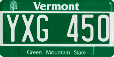 VT license plate YXG450