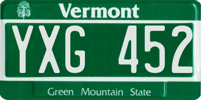 VT license plate YXG452