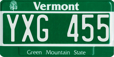 VT license plate YXG455
