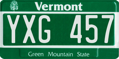 VT license plate YXG457