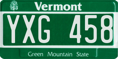 VT license plate YXG458