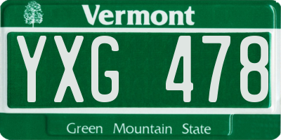 VT license plate YXG478