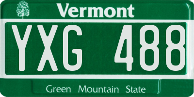 VT license plate YXG488