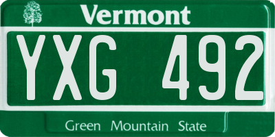 VT license plate YXG492