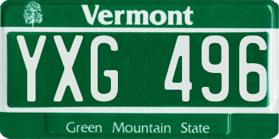 VT license plate YXG496