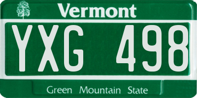 VT license plate YXG498
